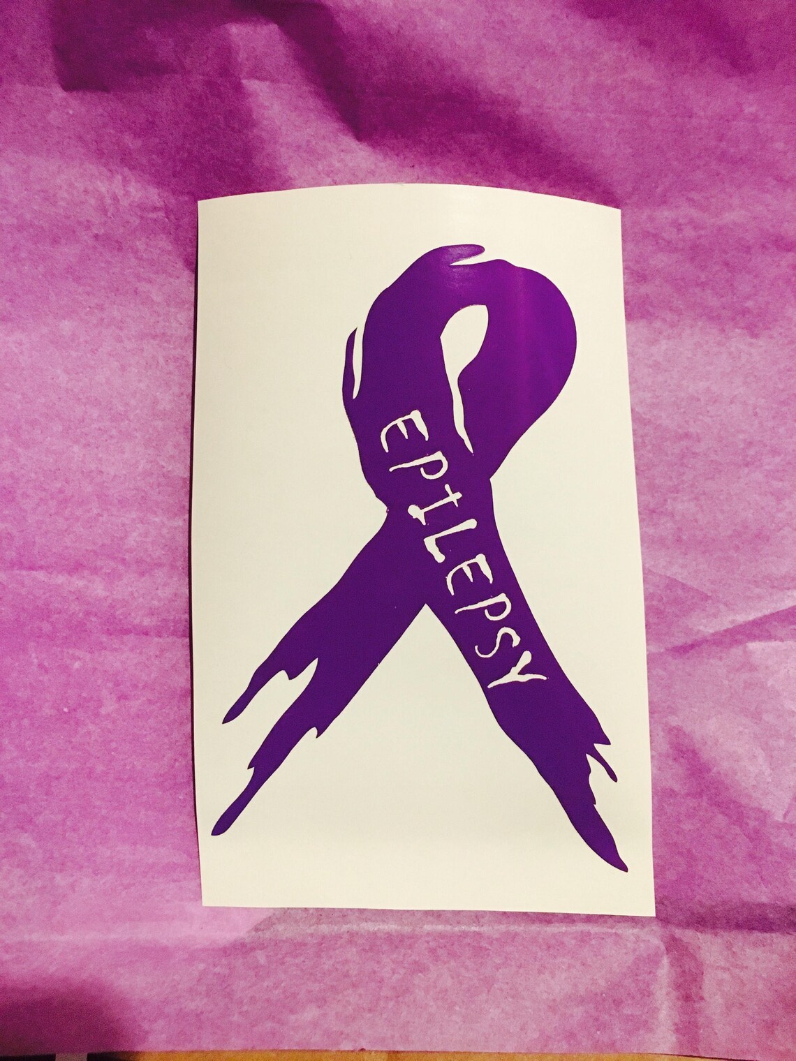 TWO Epilepsy Awareness Tattered Battle Ribbon Decals Use on Etsy