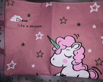 Pink Unicorn Personalized Name Custom Side Zipper Bag