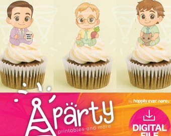 Adornos para cupcakes de baby shower de The Office / PDF imprimible / Decoración divertida para el primer cumpleaños / Descarga digital para bebé niña o niño