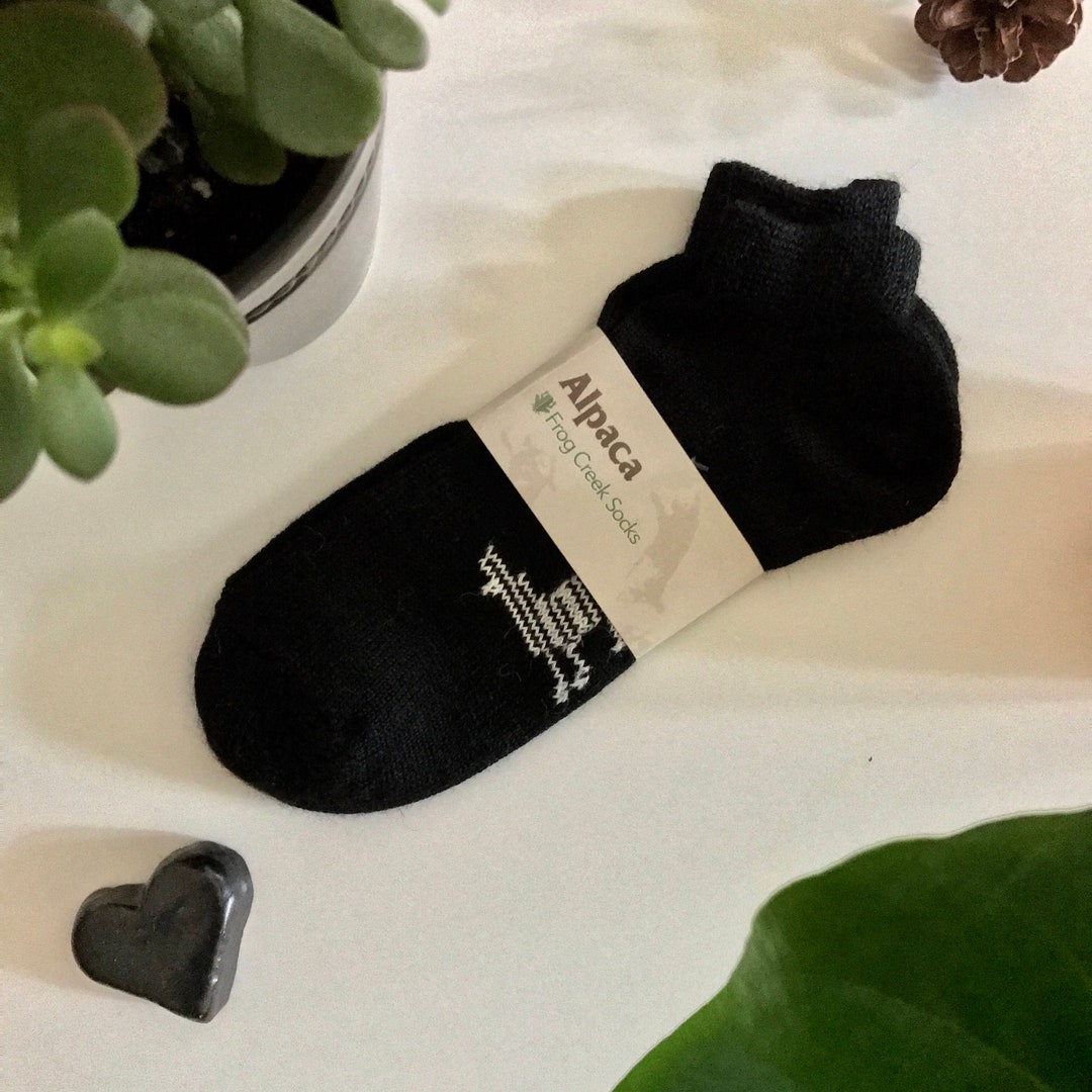 Black Ankle Alpaca Wool Socks - Etsy