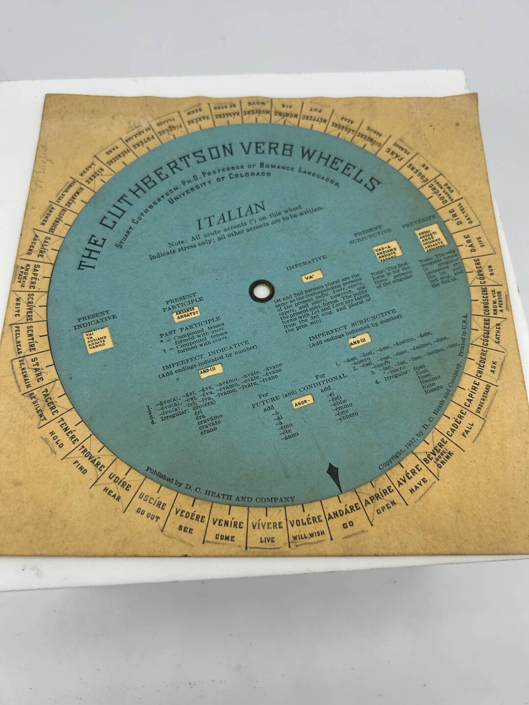 Original Vintage the Cuthbertson Verb Wheels Italian Grammar Etsy