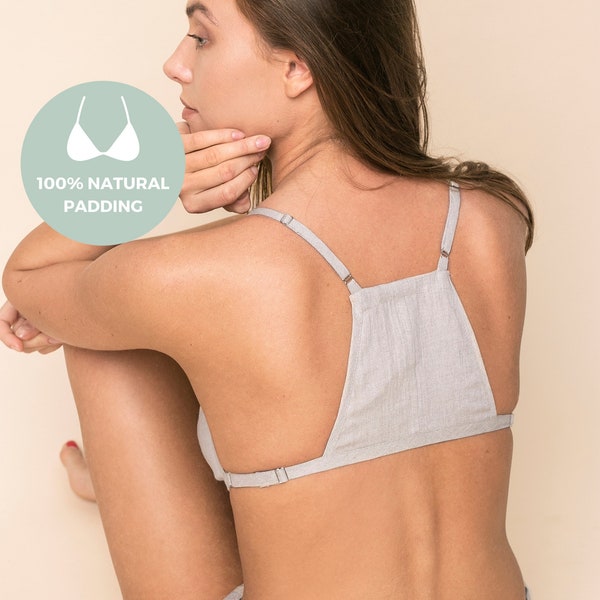 PIPER - Racerback Bralette, Organic Linen Bra