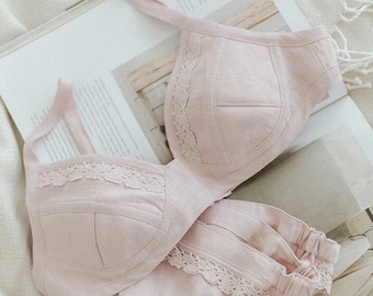MONICA - Linen Bra, Organic Bra, Soft Triangle Bra For Women