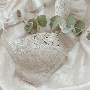 MEGAN - Linen Lace Bralette: Organic Linen Bra for Women