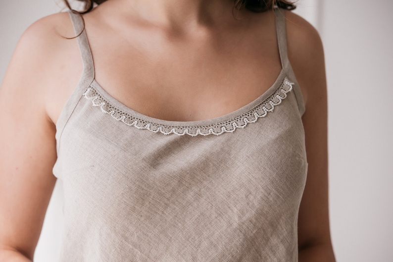 Pajama Top Organic Lingerie Linen Top Cami Top Linen Cami
