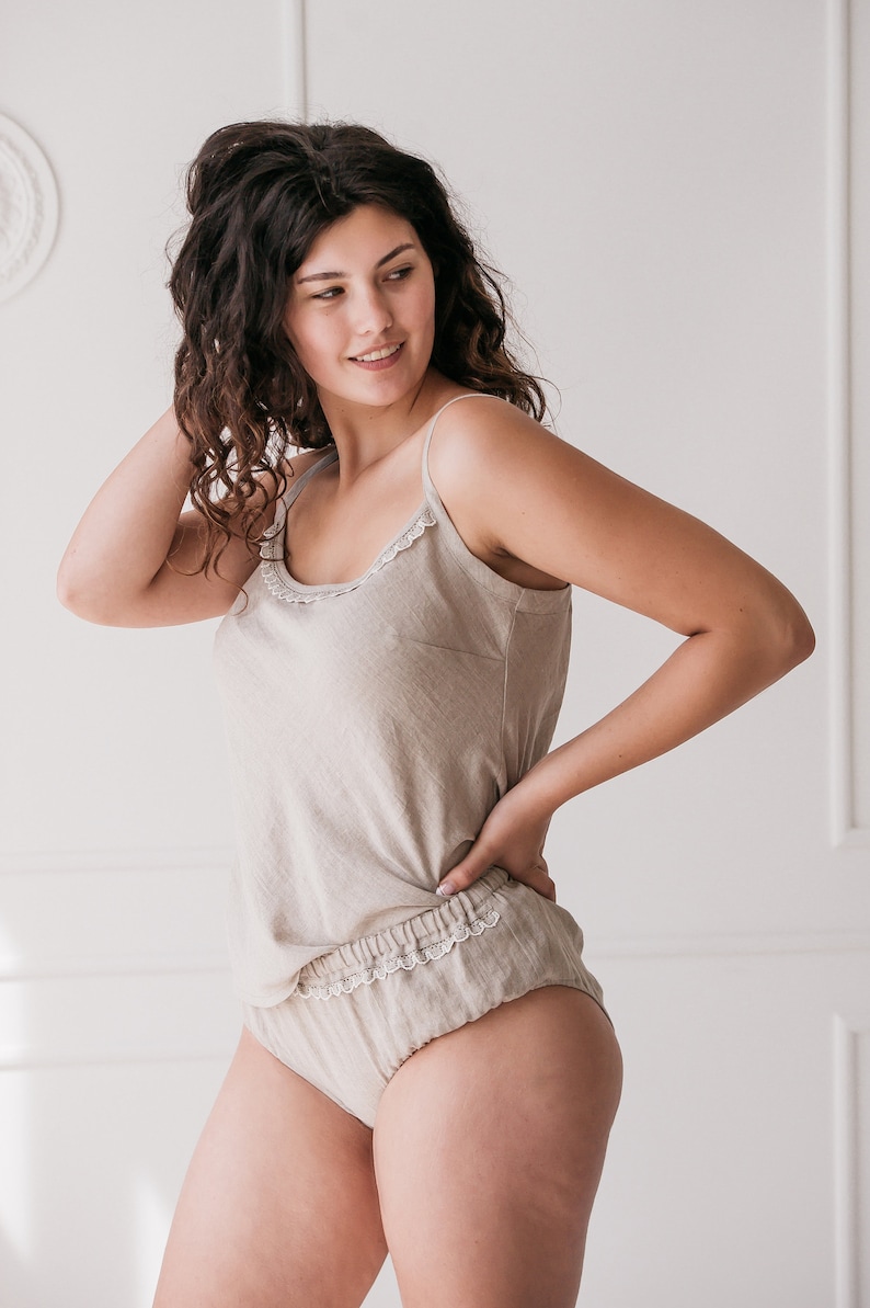 Pajama Top Organic Lingerie Linen Top Cami Top Linen Cami
