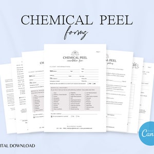 Formulaires de peeling chimique - Modèles d'esthéticienne modifiables, formulaires de peeling chimique, consentement de l'esthéticienne, formulaires de consultation du visage, consultation de peeling