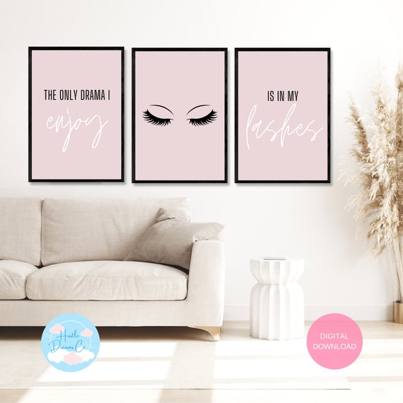 Lashes Print Decor Pink Eyelash Decor Eyelash Room Decor Lash