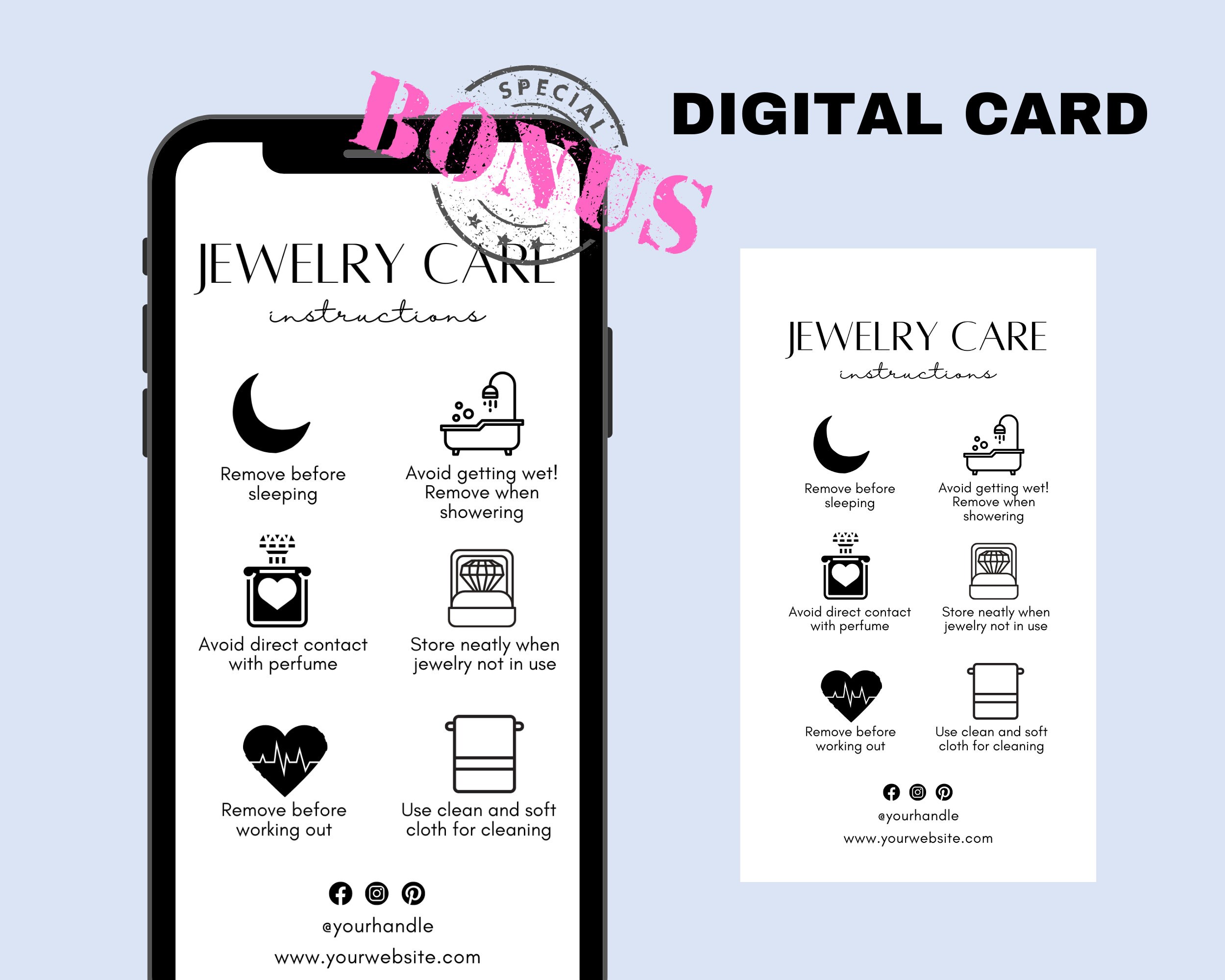 Editable Jewelry Care Card Template Printable Jewelry Care Guide Editable Jewelry Care Card Template Printable Jewelry Care Guide