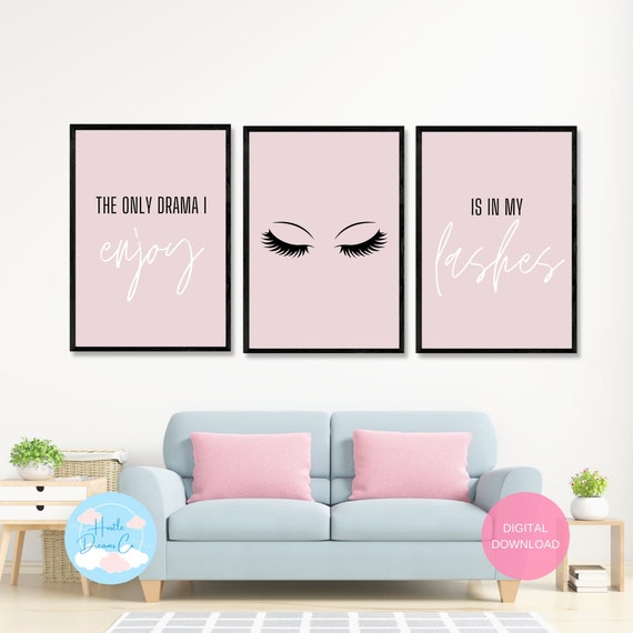 Lashes Print Decor Pink Eyelash Decor Eyelash Room Decor Lash