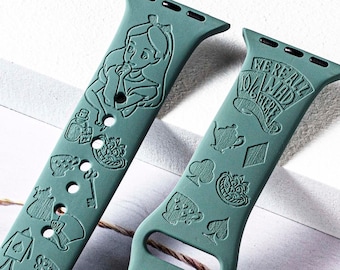 Alice in Wonderland silicone Apple Watch Band for 38mm 40mm 41mm 42mm 44mm 45mm, personalized Apple Watch Strap