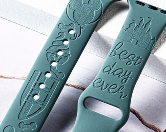 Disney theme park silicone Apple Watch Band for 38mm 40mm 41mm 42mm 44mm 45mm, personalized Apple Watch Strap