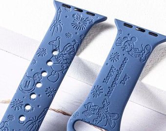 Disney Independence Day silicone Smart Watch Band for 38mm 40mm 41mm 42mm 44mm 45mm, personalized Smart Watch Strap