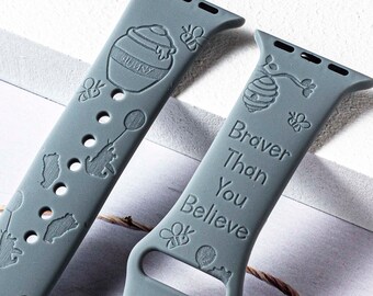 Correa de silicona para reloj inteligente Winnie the Pooh para 38 mm, 40 mm, 41 mm, 42 mm, 44 mm y 45 mm, correa personalizada para reloj inteligente.