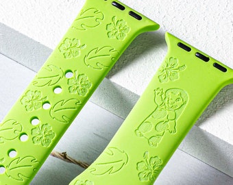 Stitch ohana means family silicone Smart Watch Band for 38mm 40mm 41mm 42mm 44mm 45mm, personalized Smart Watch Strap