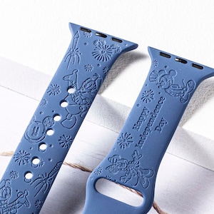 Disney Independence Day silicone Apple Watch Band for 38mm 40mm 41mm 42mm 44mm 45mm, personalized Apple Watch Strap