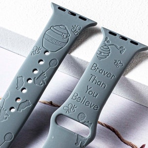 Winnie the Pooh silicone Apple Watch Band for 38mm 40mm 41mm 42mm 44mm 45mm, personalized Apple Watch Strap