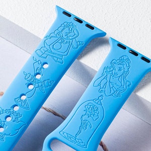 Beauty And Beast silicone Apple Watch Band for 38mm 40mm 41mm 42mm 44mm 45mm, personalized Apple Watch Strap