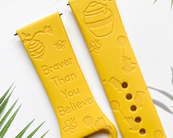 Winnie the Pooh silicone watch band, Disney smart watch band, Fitbit versa Galaxy watch band woman watch strap, 20 22 mm width.