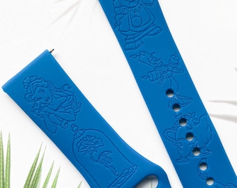 Beauty And Beast silicone watch band, Disney smart watch band, Fitbit versa Galaxy watch band woman watch strap, 20 22 mm
