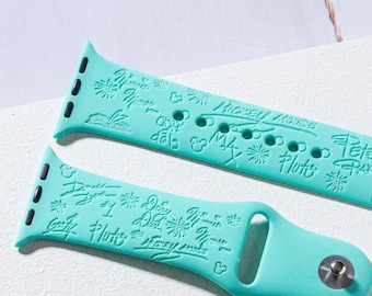 Disney Autograph silicone Smart Watch Band for 38mm 40mm 41mm 42mm 44mm 45mm, personalized Smart Watch Strap
