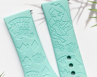 Alice in Wonderland silicone watch band, Disney smart watch band, Fitbit versa Galaxy watch band woman watch strap, 20 22 mm
