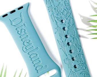 Correa para reloj inteligente con temática de Disneyland para relojes de 38 mm, 40 mm, 41 mm, 42 mm, 44 mm y 45 mm, correa de silicona para reloj inteligente.