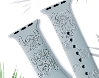 Stitch Ohana Means family Watch Band Smart Watch Band for 38mm 40mm 41mm 42mm 44mm 45mm, Silicone Smart Watch Strap
