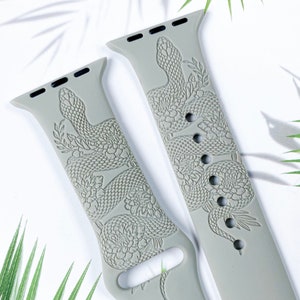 Floral Snake Watch Band Apple Watch Band for 38mm 40mm 41mm 42mm 44mm 45mm, Silicone Apple Watch Strap