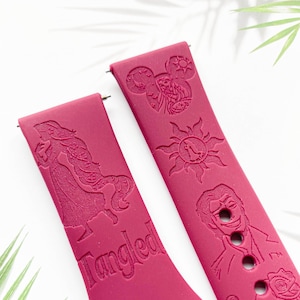 Princess tangled rapunzel silicone watch band, Disney smart watch band, Fitbit versa Galaxy watch band woman watch strap, 20 22 mm width.