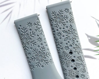 Winter Christmas snowflakes silicone watch band, Disney smart watch band, Fitbit versa Galaxy watch band woman watch strap, 20 22 mm width.