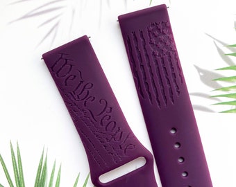 We The People American flag silicone watch band, Disney smart watch band, Fitbit versa Galaxy watch band woman watch strap, 20 22 mm width.