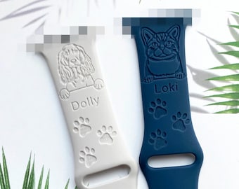 Personalized dog cat pet silicone watch band, Disney smart watch band, Fitbit versa Galaxy watch band woman watch strap, 20 22 mm width.