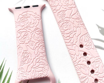 Rose Watch Band Flower Smart Watch Band for 38mm 40mm 41mm 42mm 44mm 45mm, Silicone Smart Watch Strap