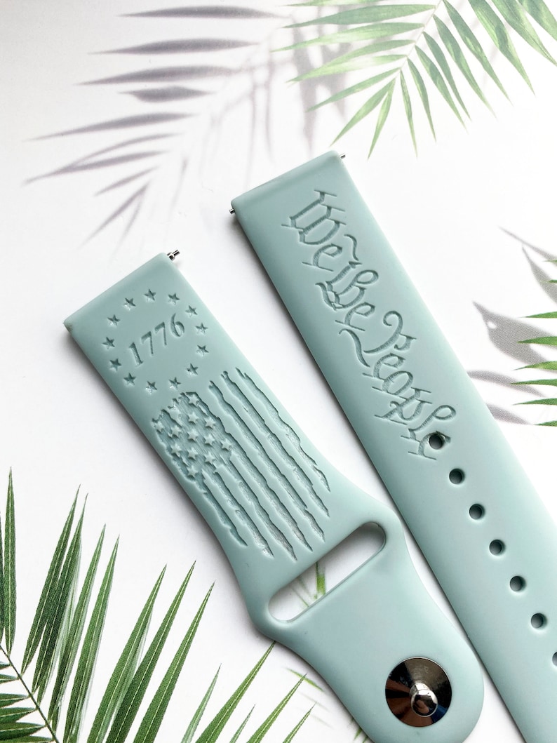 1776 we the people flag silicone watch band, Disney smart watch band, Fitbit versa Galaxy watch band woman watch strap, 20 22 mm width. image 2