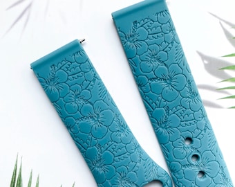 Ohana flower hibiscus flower silicone watch band, Disney smart watch band, Fitbit versa Galaxy watch band woman watch strap, 20 22 mm width.