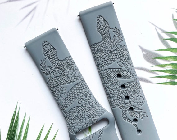 Flower and Snake silicone watch band, Disney smart watch band, Fitbit versa Galaxy watch band woman watch strap, 20 22 mm width.