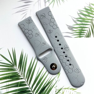 Honey bee and comb silicone watch band, Disney smart watch band, Fitbit versa Galaxy watch band woman watch strap, 20 22 mm width. image 3