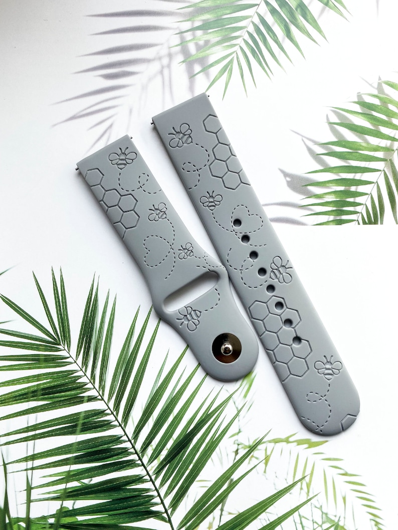 Honey bee and comb silicone watch band, Disney smart watch band, Fitbit versa Galaxy watch band woman watch strap, 20 22 mm width. image 3