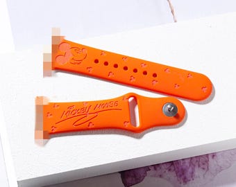 Disney Mickey Signature silicone Smart Watch Band for 38mm 40mm 41mm 42mm 44mm 45mm, personalized Smart Watch Strap
