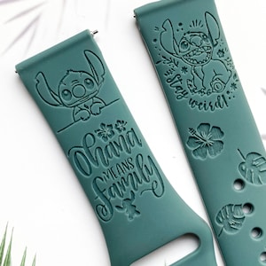 Stitch Ohana Means family silicone watch band, Disney smart watch band, Fitbit versa Galaxy watch band woman watch strap, 20 22 mm width.