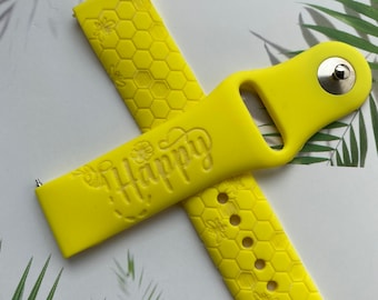 Honey Bees Happy siliconen horlogeband, Disney smartwatchband, Fitbit versa Galaxy horlogeband dameshorlogeband, 20 22 mm breed.