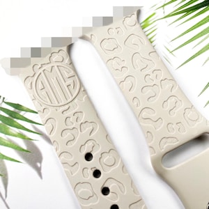 Bracelet de montre à imprimé guépard Bracelet de montre intelligent léopard pour 38 mm 40 mm 41 mm 42 mm 44 mm 45 mm, bracelet de montre intelligent en silicone personnalisé monogramme