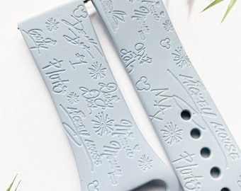 Disney Autograph silicone watch band, Disney smart watch band, Fitbit versa Galaxy watch band woman watch strap, 20 22 mm