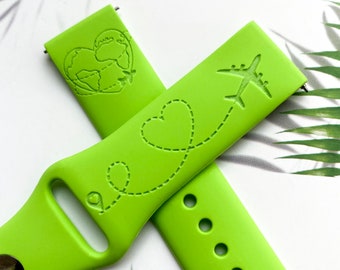 Global Travel silicone watch band, Disney smart watch band, Fitbit versa Galaxy watch band woman watch strap, 20 22 mm width.
