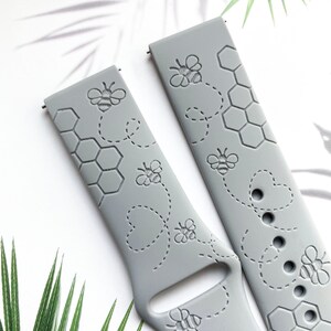 Honey bee and comb silicone watch band, Disney smart watch band, Fitbit versa Galaxy watch band woman watch strap, 20 22 mm width. image 2