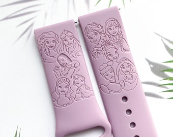 Disney Princess silicone watch band, Disney smart watch band, Fitbit versa Galaxy watch band woman watch strap, 20 22 mm width.