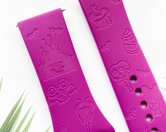 Disney Castle Halloween theme park snack silicone watch band, Disney smart watch band, Fitbit versa Galaxy watch band strap, 20 22 mm width.