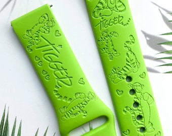 Disney Bouncing tiger silicone watch band, Disney smart watch band, Fitbit versa Galaxy watch band woman watch strap, 20 22 mm width.