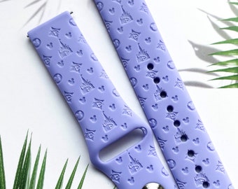 Disney castle theme silicone watch band, Disney smart watch band, Fitbit versa Galaxy watch band woman watch strap, 20 22 mm width.